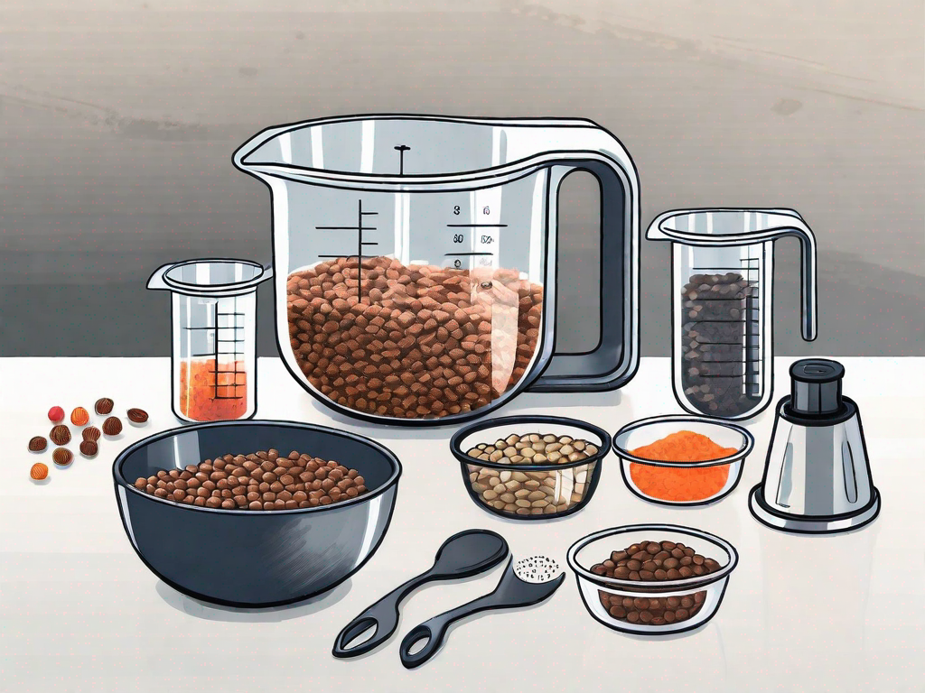 Are there specific tools or containers to help portion dog food?