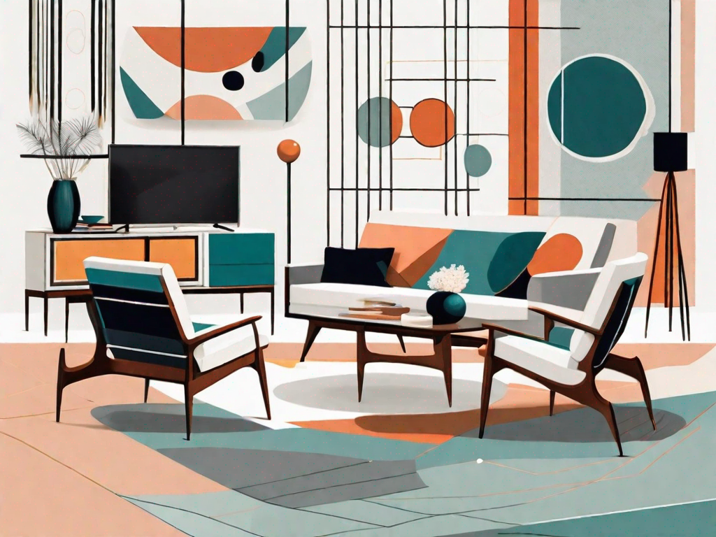 What are the hallmarks of popular retro design periods, like mid-century modern?